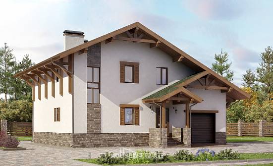 190-007-П Проект двухэтажного дома мансардой, гараж, средний домик из кирпича | Проекты домов от House Expert