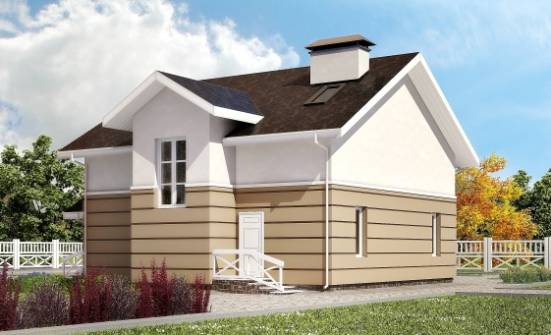 155-009-П Проект двухэтажного дома мансардой, компактный коттедж из блока | Проекты домов от House Expert