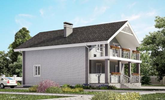 150-007-П Проект двухэтажного дома с мансардным этажом, простой загородный дом из газобетона | Проекты домов от House Expert