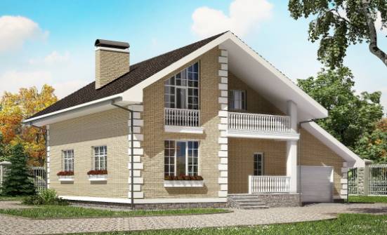 190-005-П Проект двухэтажного дома с мансардным этажом, гараж, классический дом из арболита | Проекты домов от House Expert