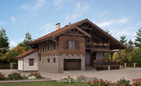 255-002-Л Проект двухэтажного дома с мансардой и гаражом, красивый домик из теплоблока | Проекты домов от House Expert