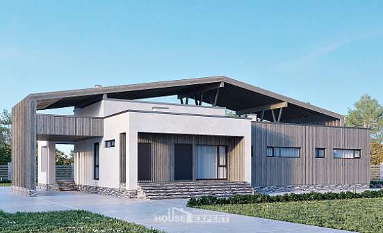 170-011-Л Проект одноэтажного дома, компактный коттедж из кирпича | Проекты домов от House Expert