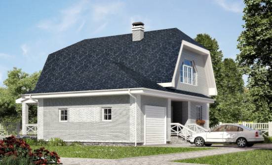 160-006-Л Проект двухэтажного дома с мансардой и гаражом, средний домик из твинблока | Проекты домов от House Expert
