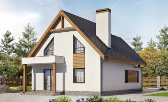 120-005-П Проект двухэтажного дома с мансардой и гаражом, красивый домик из бризолита | Проекты домов от House Expert