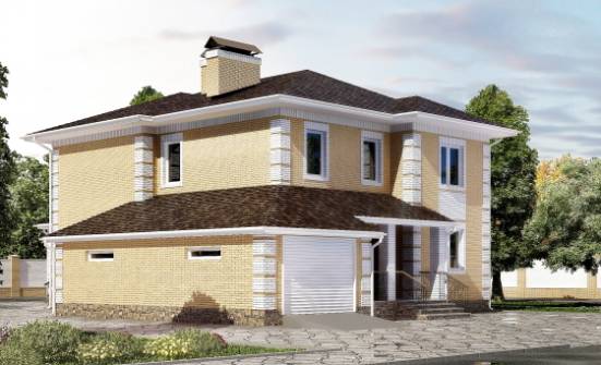 220-006-Л Проект двухэтажного дома и гаражом, средний домик из газосиликатных блоков | Проекты домов от House Expert