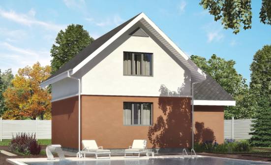 120-002-Л Проект двухэтажного дома с мансардой и гаражом, скромный дом из керамзитобетонных блоков | Проекты домов от House Expert