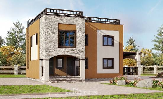 150-010-Л Проект двухэтажного дома, компактный домик из кирпича | Проекты домов от House Expert