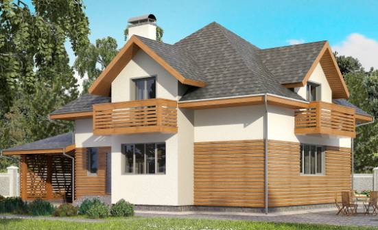 155-004-П Проект двухэтажного дома мансардный этаж и гаражом, уютный загородный дом из газобетона | Проекты домов от House Expert