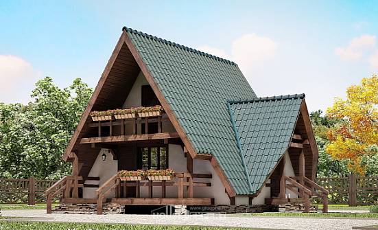 070-003-П Проект двухэтажного дома мансардой, миниатюрный дом из бревен | Проекты домов от House Expert