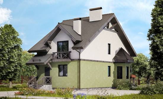 120-003-П Проект двухэтажного дома с мансардным этажом, красивый домик из блока | Проекты домов от House Expert