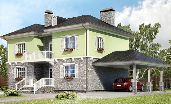 155-006-П Проект двухэтажного дома и гаражом, экономичный дом из пеноблока | Проекты домов от House Expert