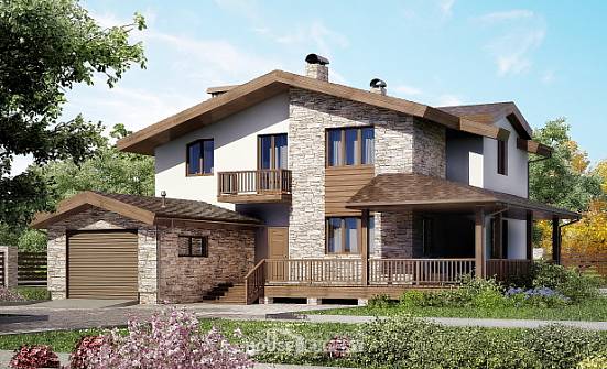 220-001-П Проект двухэтажного дома с мансардой и гаражом, просторный коттедж из газосиликатных блоков | Проекты домов от House Expert