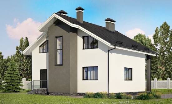 150-005-Л Проект двухэтажного дома мансардный этаж, небольшой коттедж из арболита | Проекты домов от House Expert