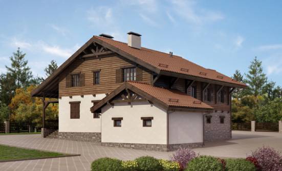 255-002-Л Проект двухэтажного дома с мансардой и гаражом, красивый домик из теплоблока | Проекты домов от House Expert