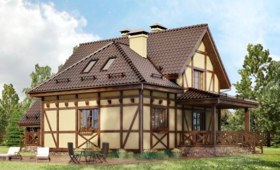 160-003-П Проект двухэтажного дома мансардой, компактный домик из теплоблока | Проекты домов от House Expert