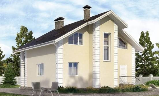 150-002-Л Проект двухэтажного дома с мансардным этажом, гараж, бюджетный коттедж из твинблока | Проекты домов от House Expert
