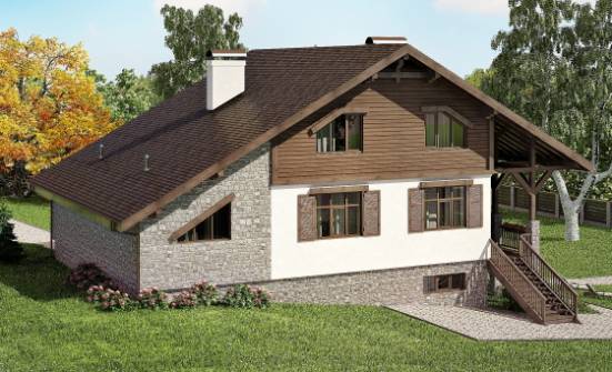 300-003-П Проект трехэтажного дома мансардой и гаражом, большой дом из кирпича | Проекты домов от House Expert