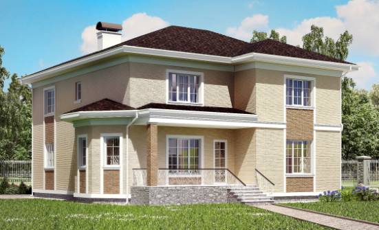 335-001-Л Проект двухэтажного дома и гаражом, огромный домик из кирпича | Проекты домов от House Expert