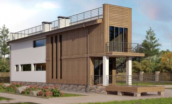100-003-Л Проект двухэтажного дома, скромный коттедж из теплоблока | Проекты домов от House Expert