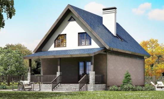 130-003-П Проект двухэтажного дома с мансардой, небольшой домик из пеноблока | Проекты домов от House Expert