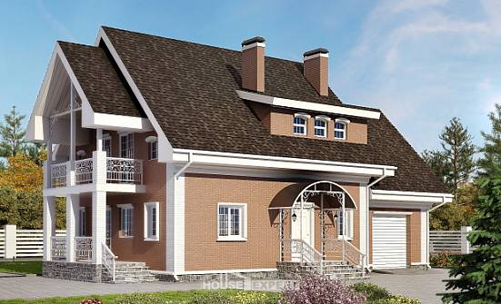 185-003-П Проект двухэтажного дома с мансардным этажом и гаражом, простой загородный дом из теплоблока | Проекты домов от House Expert