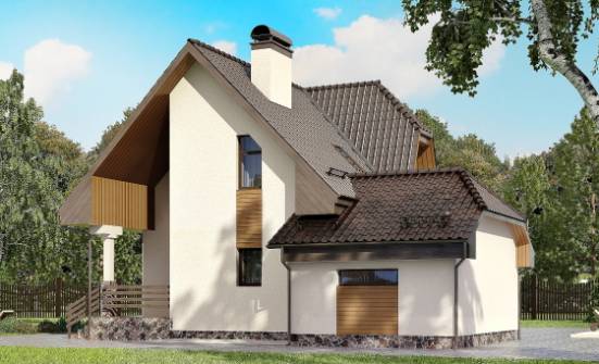 150-001-Л Проект двухэтажного дома с мансардным этажом и гаражом, доступный дом из газобетона | Проекты домов от House Expert