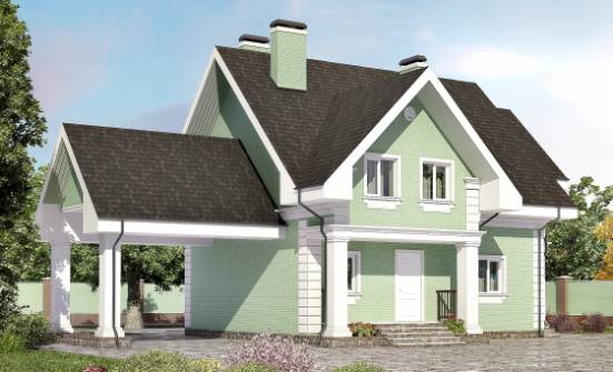 140-003-Л Проект двухэтажного дома с мансардой, гараж, доступный дом из теплоблока | Проекты домов от House Expert