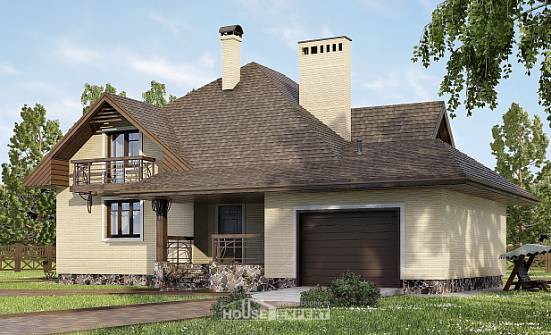 275-003-П Проект двухэтажного дома с мансардой и гаражом, красивый коттедж из кирпича | Проекты домов от House Expert