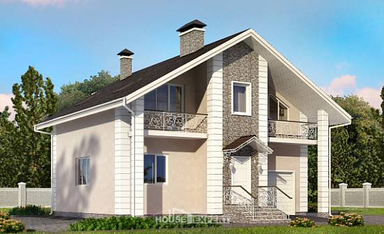 150-002-П Проект двухэтажного дома с мансардным этажом и гаражом, экономичный загородный дом из арболита | Проекты домов от House Expert