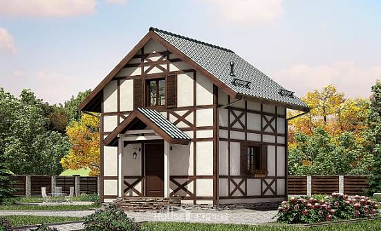 060-002-П Проект двухэтажного дома с мансардой, экономичный загородный дом из бревен | Проекты домов от House Expert