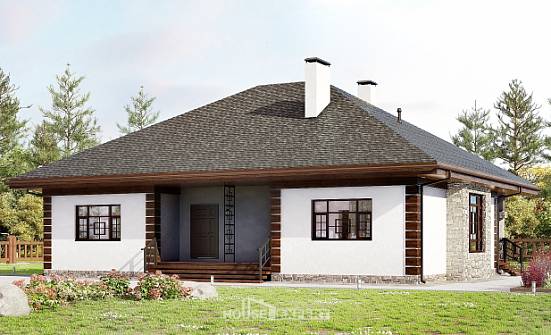 135-003-П Проект одноэтажного дома, красивый домик из газосиликатных блоков | Проекты домов от House Expert