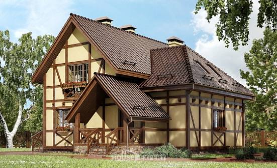 160-003-П Проект двухэтажного дома мансардой, компактный домик из теплоблока | Проекты домов от House Expert