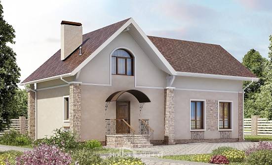 150-012-Л Проект двухэтажного дома мансардный этаж, компактный домик из блока | Проекты домов от House Expert