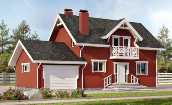 180-013-Л Проект двухэтажного дома мансардой, гараж, классический загородный дом из газобетона | Проекты домов от House Expert