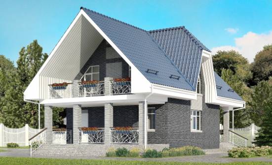 125-002-Л Проект двухэтажного дома мансардный этаж и гаражом, компактный загородный дом из блока | Проекты домов от House Expert