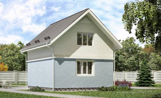 095-002-П Проект двухэтажного дома с мансардным этажом, экономичный коттедж из керамзитобетонных блоков | Проекты домов от House Expert