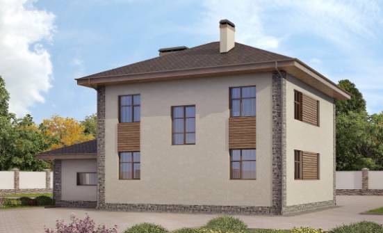 185-004-П Проект двухэтажного дома, гараж, красивый домик из газосиликатных блоков | Проекты домов от House Expert