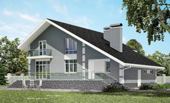 190-006-Л Проект двухэтажного дома с мансардой и гаражом, средний дом из арболита | Проекты домов от House Expert