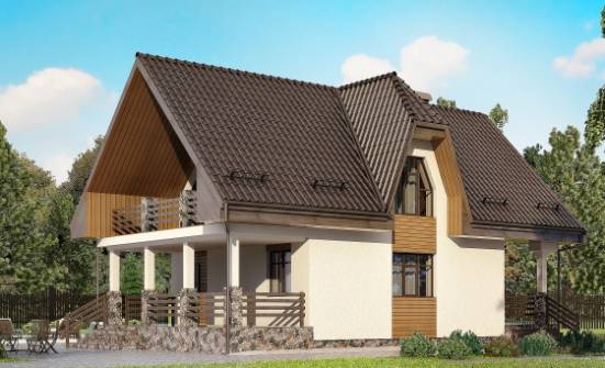 150-001-Л Проект двухэтажного дома с мансардным этажом и гаражом, доступный дом из газобетона | Проекты домов от House Expert