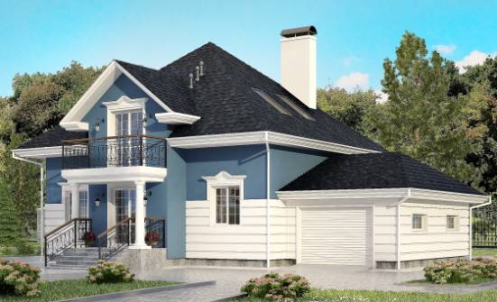 180-002-П Проект двухэтажного дома мансардой и гаражом, классический домик из кирпича | Проекты домов от House Expert