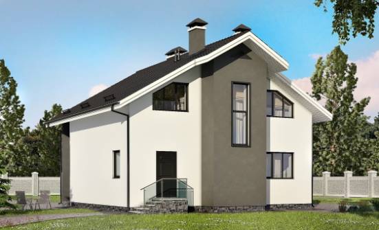 150-005-Л Проект двухэтажного дома мансардный этаж, небольшой коттедж из арболита | Проекты домов от House Expert