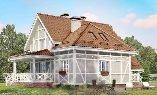 160-003-Л Проект двухэтажного дома мансардный этаж, классический загородный дом из пеноблока | Проекты домов от House Expert