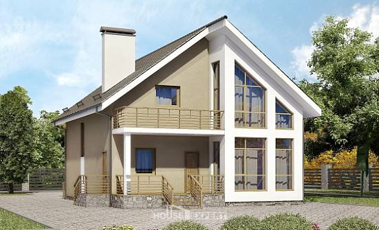 170-006-Л Проект двухэтажного дома мансардный этаж, небольшой дом из керамзитобетонных блоков | Проекты домов от House Expert