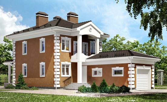 150-006-П Проект двухэтажного дома, гараж, бюджетный домик из газобетона | Проекты домов от House Expert