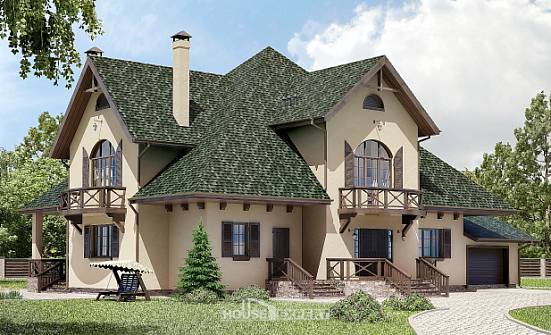 350-001-П Проект двухэтажного дома с мансардой и гаражом, огромный домик из керамзитобетонных блоков | Проекты домов от House Expert