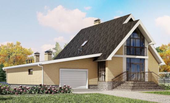 250-001-Л Проект двухэтажного дома мансардой и гаражом, просторный дом из арболита | Проекты домов от House Expert