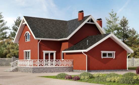 180-013-Л Проект двухэтажного дома мансардой, гараж, классический загородный дом из газобетона | Проекты домов от House Expert