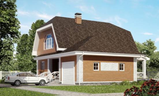 160-006-П Проект двухэтажного дома с мансардным этажом, гараж, уютный коттедж из пеноблока | Проекты домов от House Expert