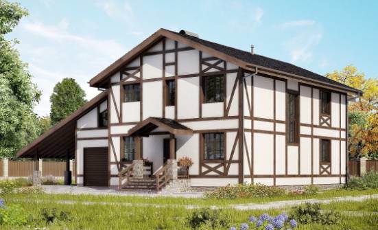 250-002-Л Проект двухэтажного дома с мансардой и гаражом, красивый загородный дом из кирпича | Проекты домов от House Expert