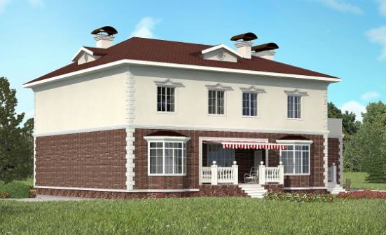 380-001-Л Проект двухэтажного дома, гараж, огромный домик из кирпича | Проекты домов от House Expert
